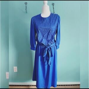 VINTAGE 1970s cobalt blue dress